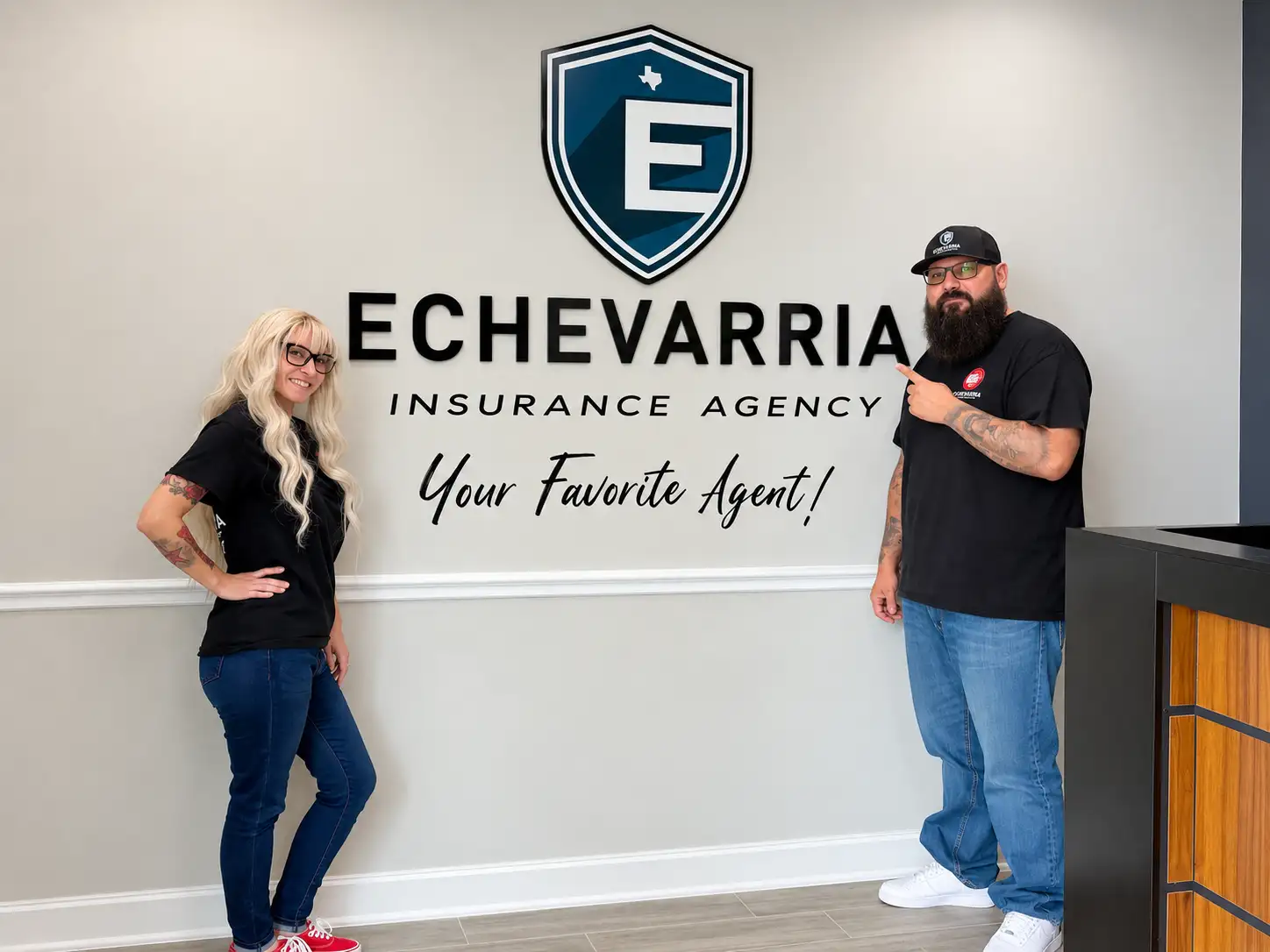 Melissa and Cisco Echevarria at their Katy insurance agency