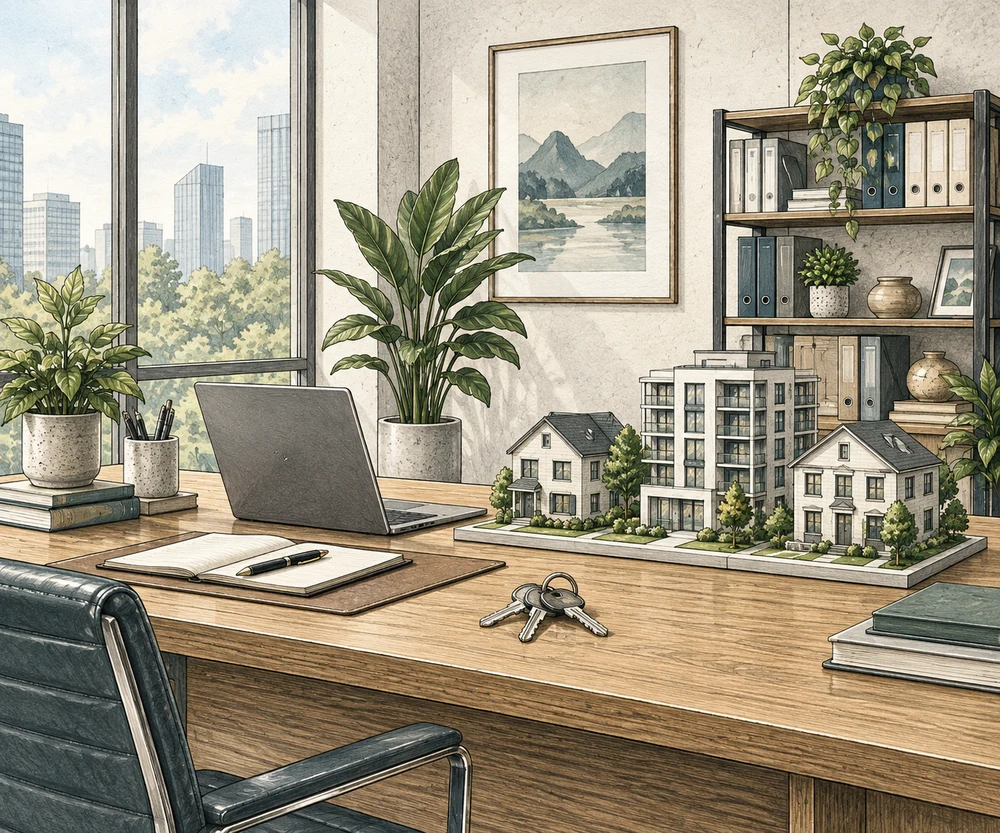 Real Estate & Property Management premises showing business contents and customer-facing space
