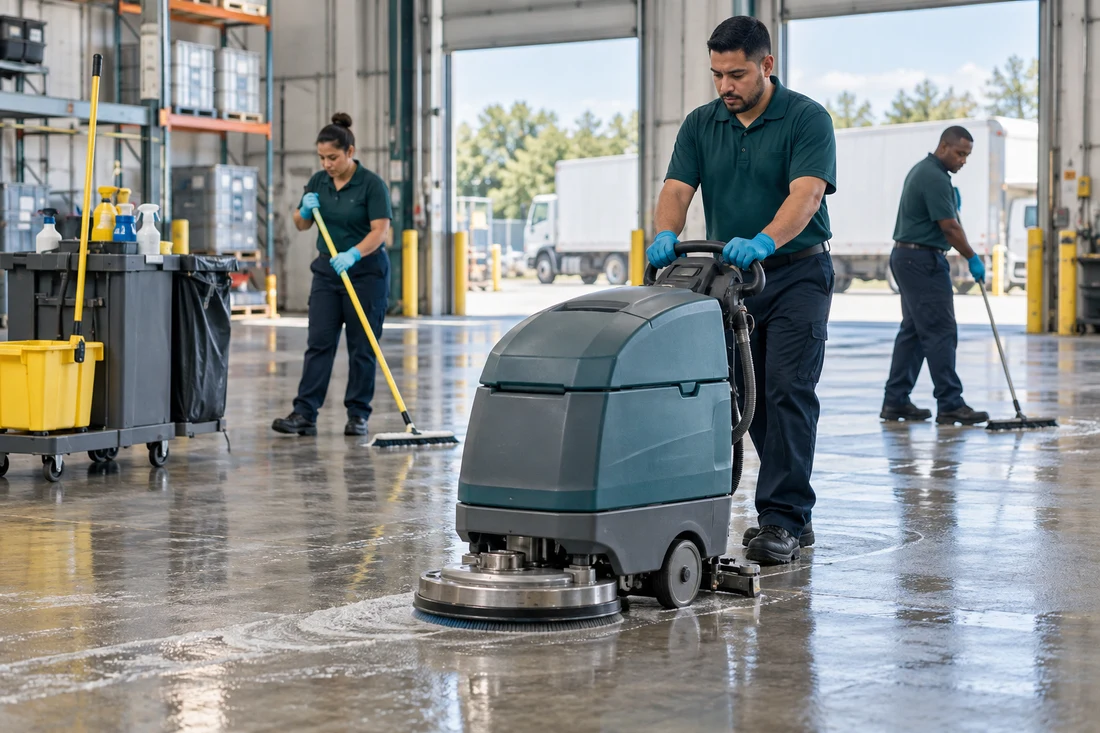 Cleaning & Janitorial working with trade equipment