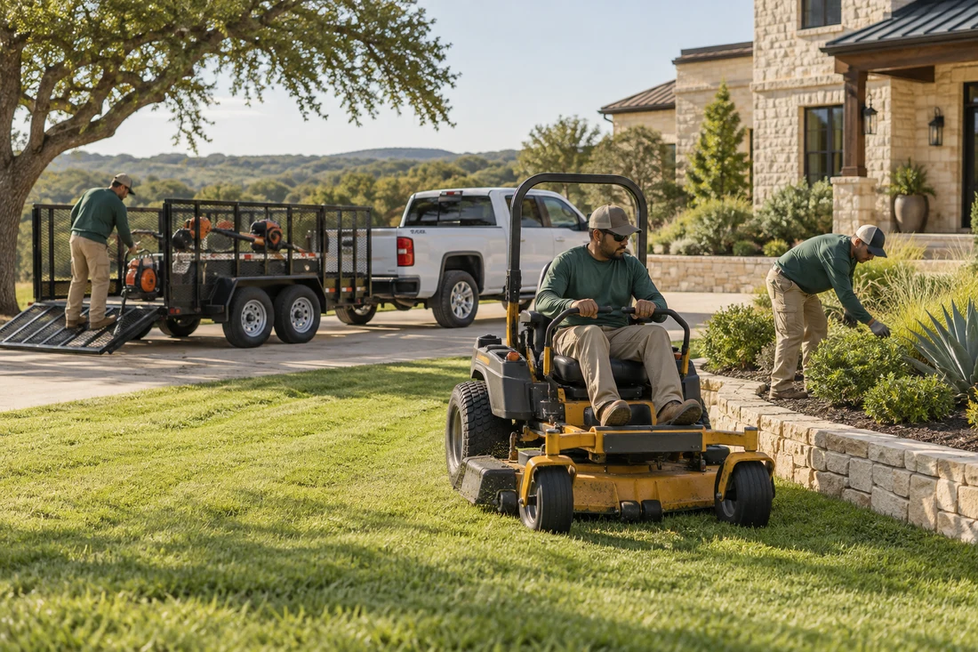 Landscaping & Lawn Care working with trade equipment