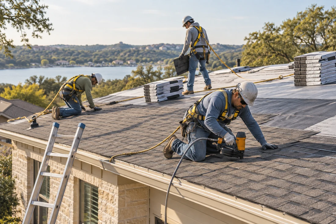Roofing Contractors working with trade equipment