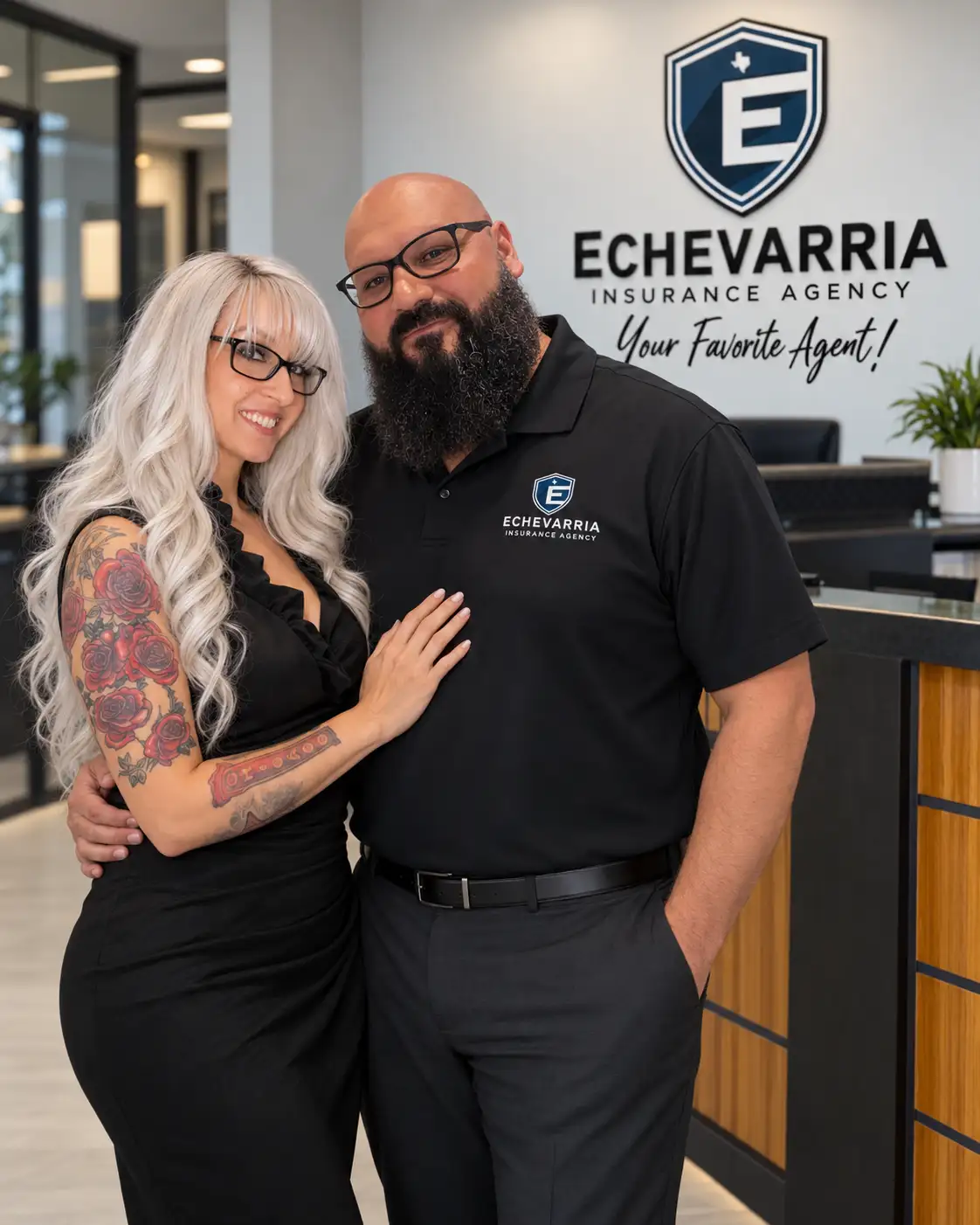 Melissa and Francisco Echevarria together in their agency office